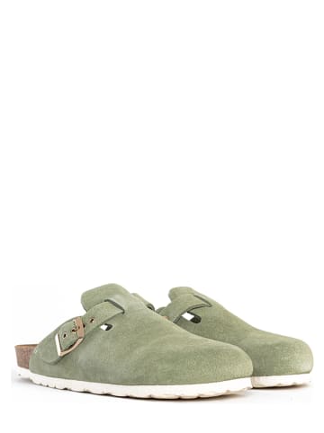 BACKSUN Leren slippers "Oslo" groen