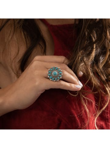 AMAZONIA Srebrny pierścionek "Cajué" z turkusami