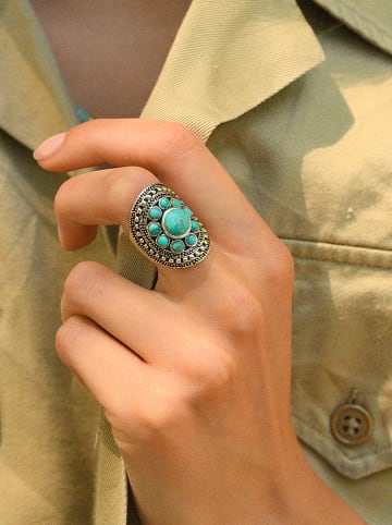 AMAZONIA Srebrny pierścionek "Puxàm" z turkusami