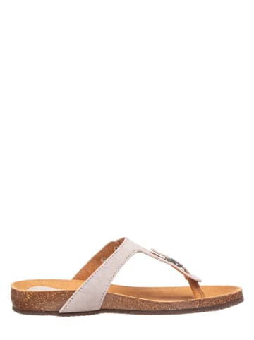 Scholl Leren teenslippers grijs