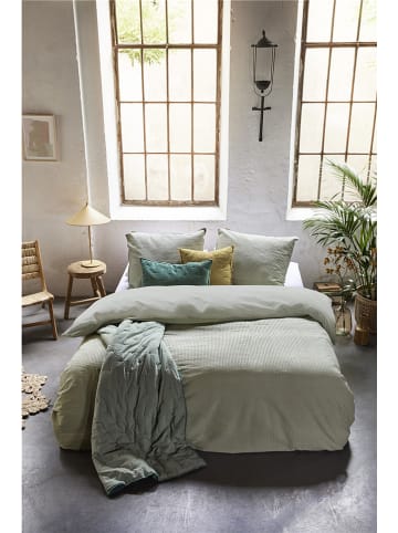 Walra Seersucker-/renforcé beddengoedset "Basic & Tough" groen