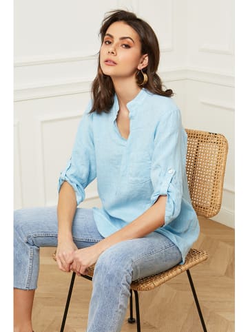 Fleur de Lin Leinen-Bluse "Bjorg" in Hellblau
