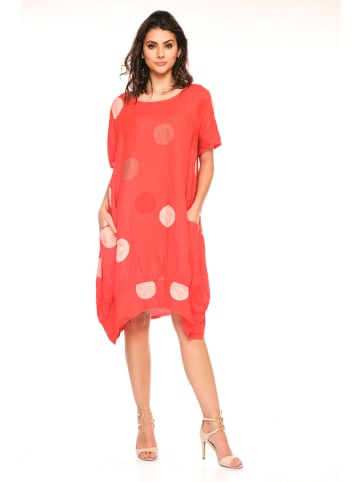 Joséfine Lniana sukienka "Gory" w kolorze koralowym