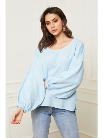 Fleur de Lin Linnen blouse "Ines" lichtblauw