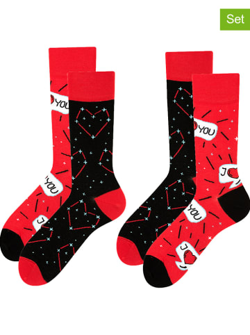TODO SOCKS 2-delige set: sokken rood/zwart