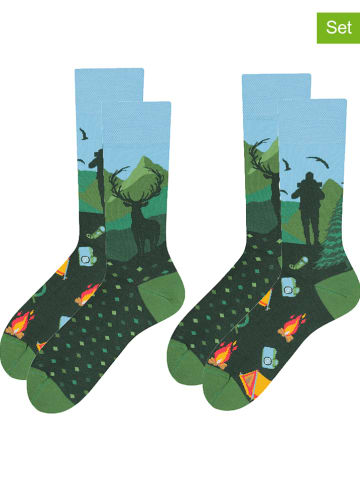 TODO SOCKS 2-delige set: sokken groen/lichtblauw