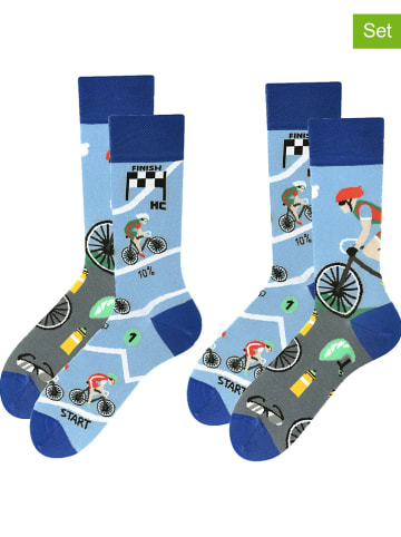 TODO SOCKS 2-delige set: sokken lichtblauw/grijs