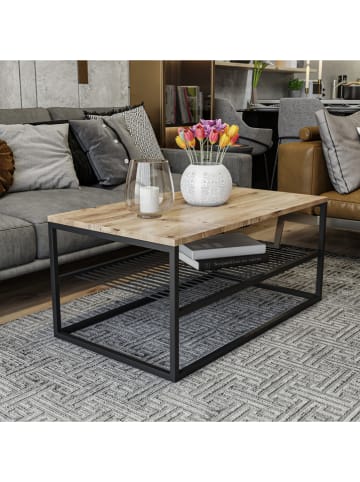Evila Couchtisch "Asude" in Natur/ Schwarz - (B)95 x (H)55 x (T)43 cm