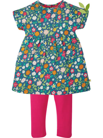 Frugi 2-częściowy zestaw "Flower" w kolorze różowo-granatowym