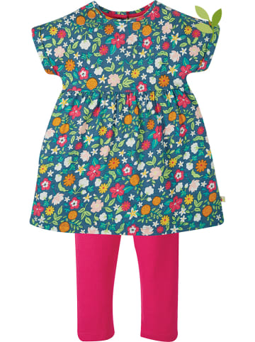 Frugi 2-delige outfit "Flower" donkerblauw/roze