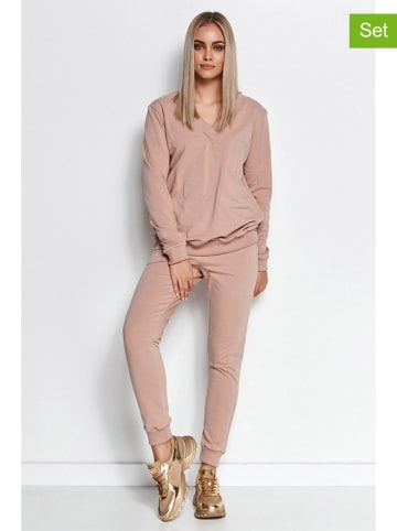 Makadamia 2-częściowy zestaw w kolorze ciemnobeżowym - bluza, spodnie
