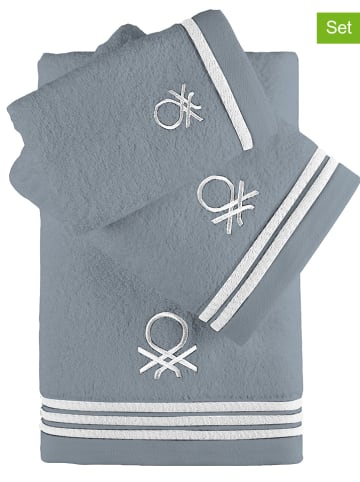 Benetton 3tlg. Badtextilien-Set in Grau