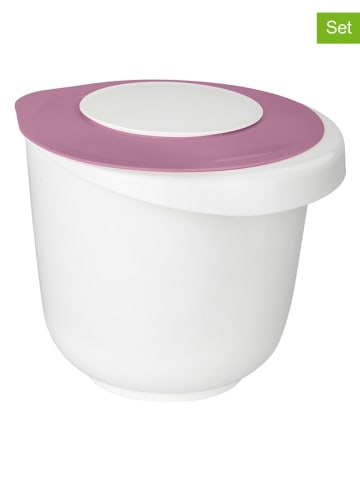 Fackelmann 2tlg. Rührschüssel und Deckel in Weiß/ Rosa - 2 l