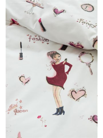 Hanneke de Jager Renforcé beddengoedset "Fashion" wit/rood