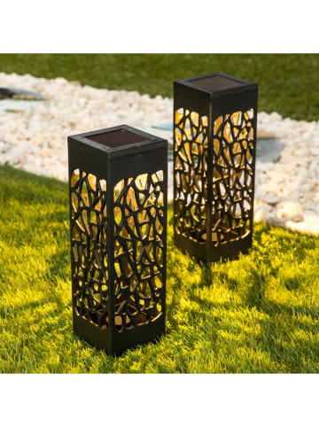 Garden Hero 2er-Set: LED-Solar-Gartenstecker in Schwarz - (H)28 cm