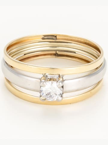 L instant d Or Gouden/witgouden ring "Mael" met edelsteen