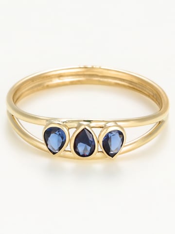 L'OR by Diamanta Złoty pierścionek "Marine bleue" z cyrkoniami