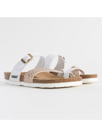 Sunbay Zehentrenner "Tulipe" in Gold/ Weiß