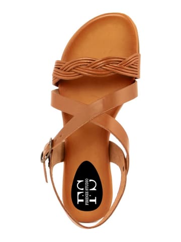 FS Firenze Studio Skórzane sandały w kolorze karmelowym