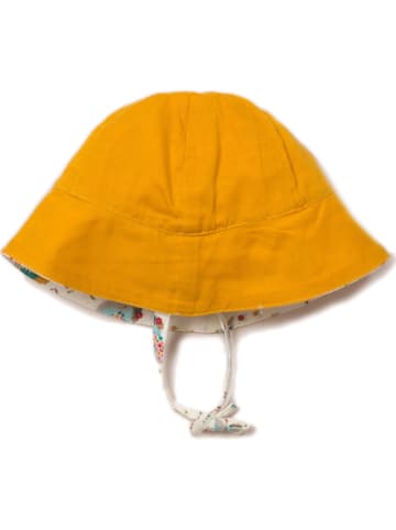 Little Green Radicals Dwustronny kapelusz przeciwsłoneczny w kolorze beżowo-żółtym