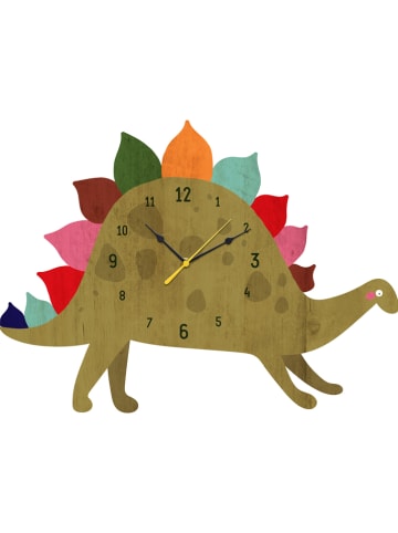 little nice things Wandklok "Dino" olijfgroen/meerkleurig - (B)40 x (H)40 cm