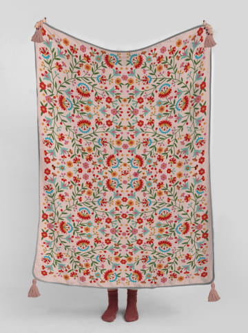 Folkifreckles Kuscheldecke "Mexican Flowers" in Rosa/ Bunt - (L)170 x (B)130 cm