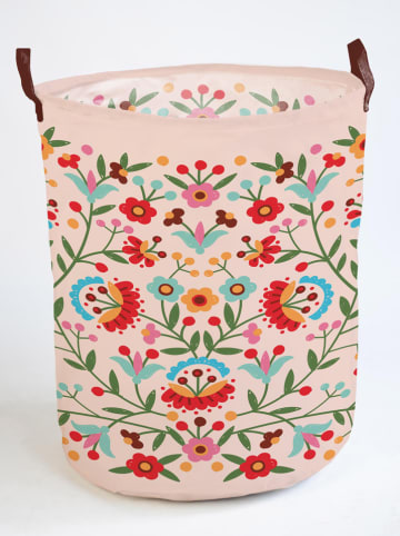 Folkifreckles Aufbewahrungskorb "Mexican Flowers" in Rosa/ Bunt - (B)40 x (H)50 cm