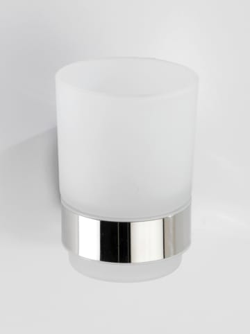 Wenko Tandenborstelbeker "Mezzano" in Silber/ Weiß - (B)7 x (H)9,5 x (D)10,5 cm