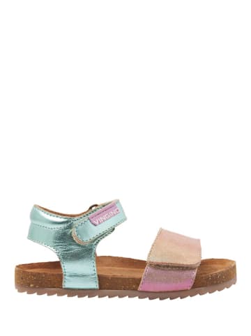 Vingino Leren sandalen "Tavi" turquoise/lichtroze