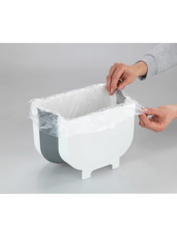 Wenko Tür-Abfalleimer "Fago" in Weiß/ Grau - 5 l