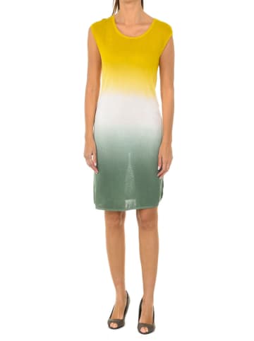 Desigual Sukienka w kolorze żółto-biało-oliwkowym
