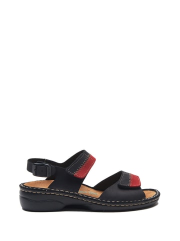 Comfortfusse Leren sandalen zwart/rood