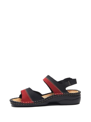 Comfortfusse Leren sandalen zwart/rood