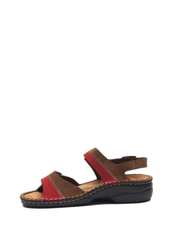Comfortfusse Leder-Sandalen in Braun/ Rot