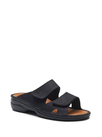 Comfortfusse Leren slippers zwart