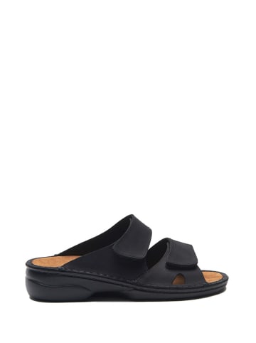 Comfortfusse Leren slippers zwart
