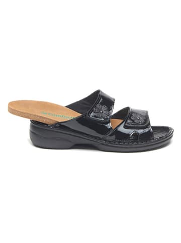 Comfortfusse Leren slippers zwart