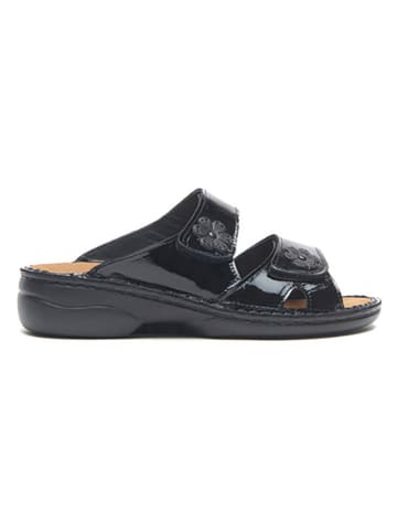 Comfortfusse Leren slippers zwart