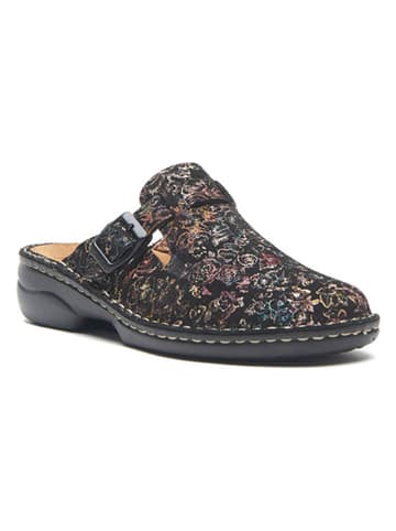 Comfortfusse Leder-Clogs in Schwarz/ Bunt