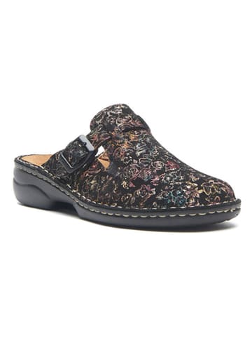 Comfortfusse Leren clogs zwart/meerkleurig