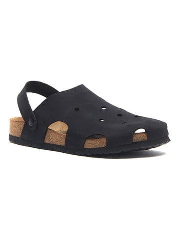 Comfortfusse Leder-Clogs in Schwarz