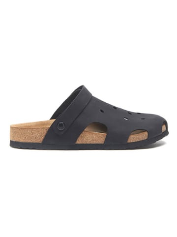 Comfortfusse Leder-Clogs in Schwarz
