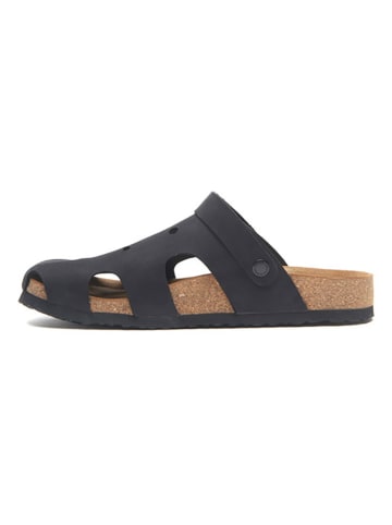 Comfortfusse Leder-Clogs in Schwarz