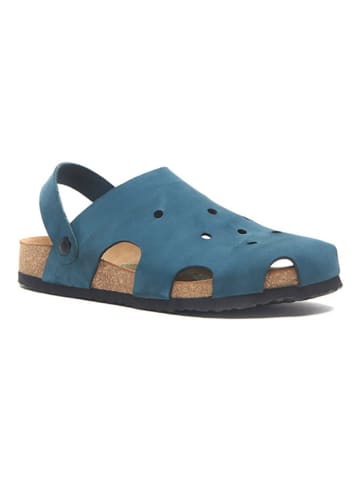 Comfortfusse Leder-Clogs in Blau