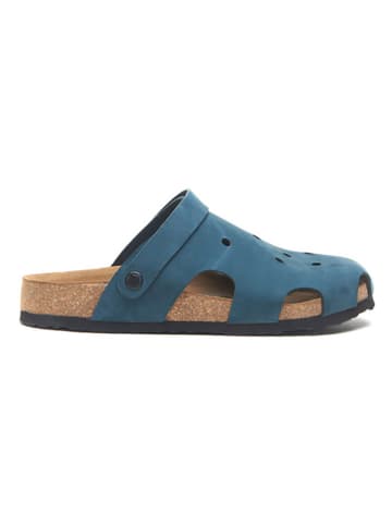 Comfortfusse Leder-Clogs in Blau