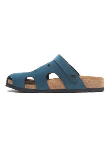 Comfortfusse Leder-Clogs in Blau