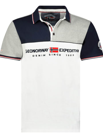 Geographical Norway Koszulka polo "Kondo" w kolorze biało-granatowo-szarym