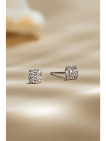 DIAMANTA Witgouden oorstekers "Puces carreaux" met diamanten