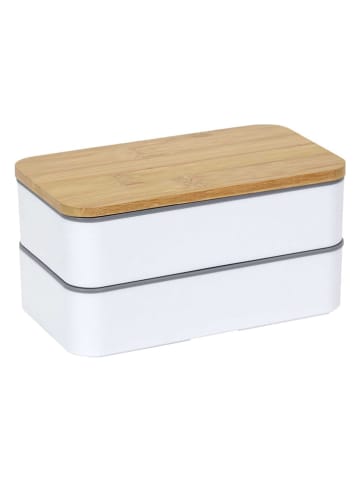 COOK CONCEPT Pudełko w kolorze biało-brązowym na lunch - 18,5 x 9,7 x 10,5 cm