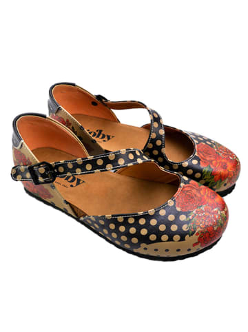 Goby Leder-Ballerinas in Rot/ Schwarz
